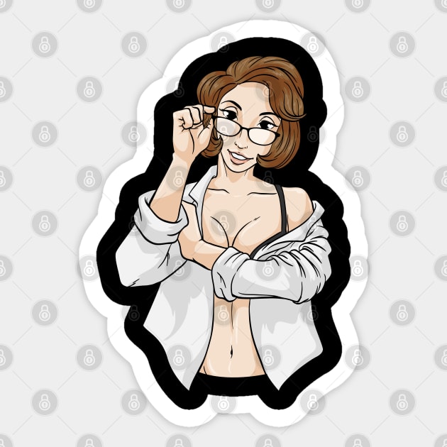 Sexy Secretary with Glasses Sticker by Markus Schnabel